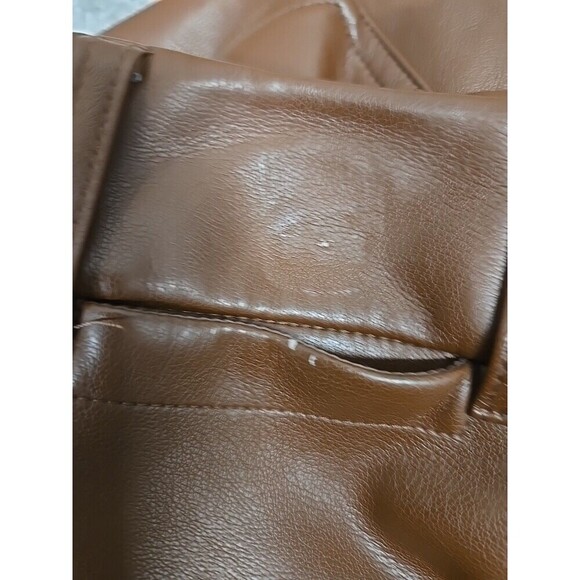 CHICO'S Faux Leather Wide Leg Crop Pants Brown Women’s Size 00/ US 2 READ - Picture 9 of 9